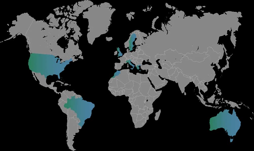 World map highlighting countries with One Health Society members
